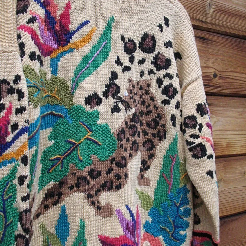 Vintage 90's Hand Knit Berek Pima Cotton Cardigan Sweater - Picture 11 of 12